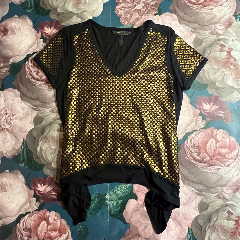 Gold sequinned BCBG top